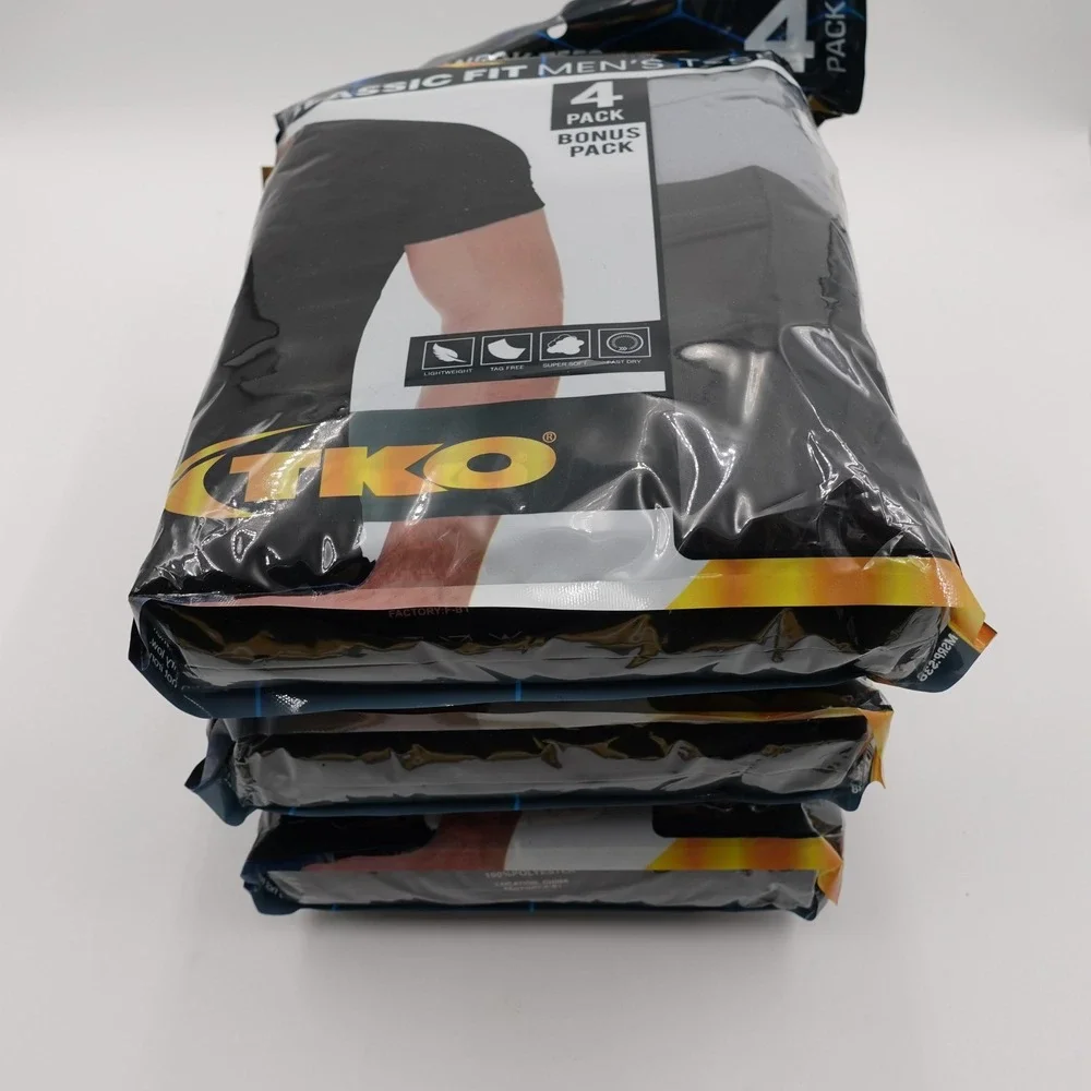 PACK OF 3 TKO Crew Neck Tees Men's Large Classic Fit Polyester Fast Dry